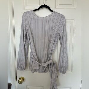 Ann Taylor black and white striped blouse small